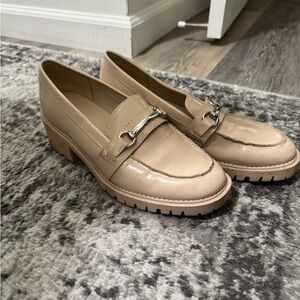 Marc Fisher Cream Loafers with Silver Accent